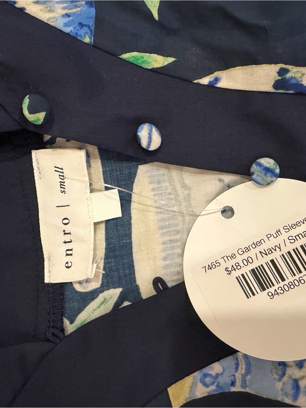 entro Navy Top with Blue & Green Floral Accents - Picture 2 of 3